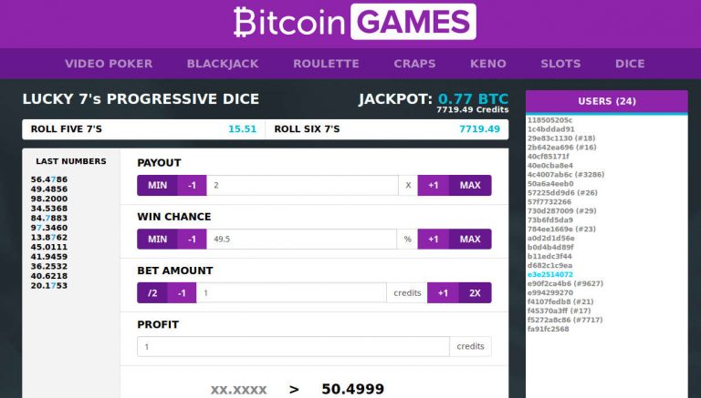 página com jogos de azar usando bitcoin com games no blockchain