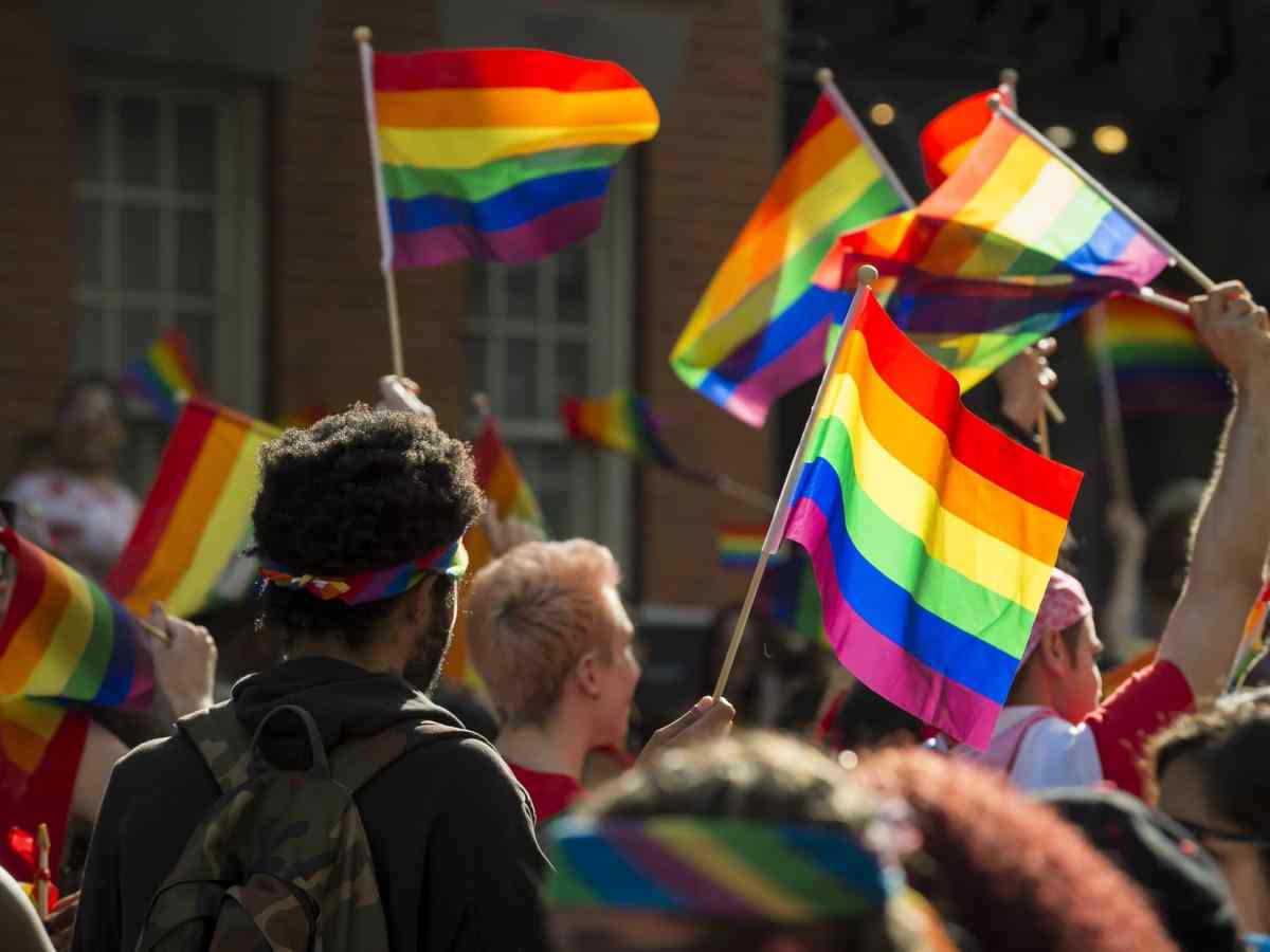 grupo de LGBTs com bandeiras