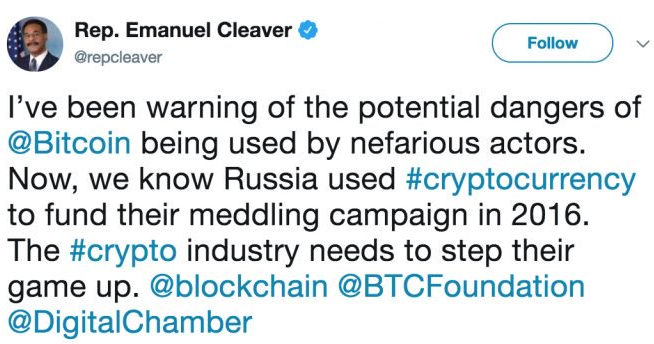 rússia usa bitcoin senador no twitter
