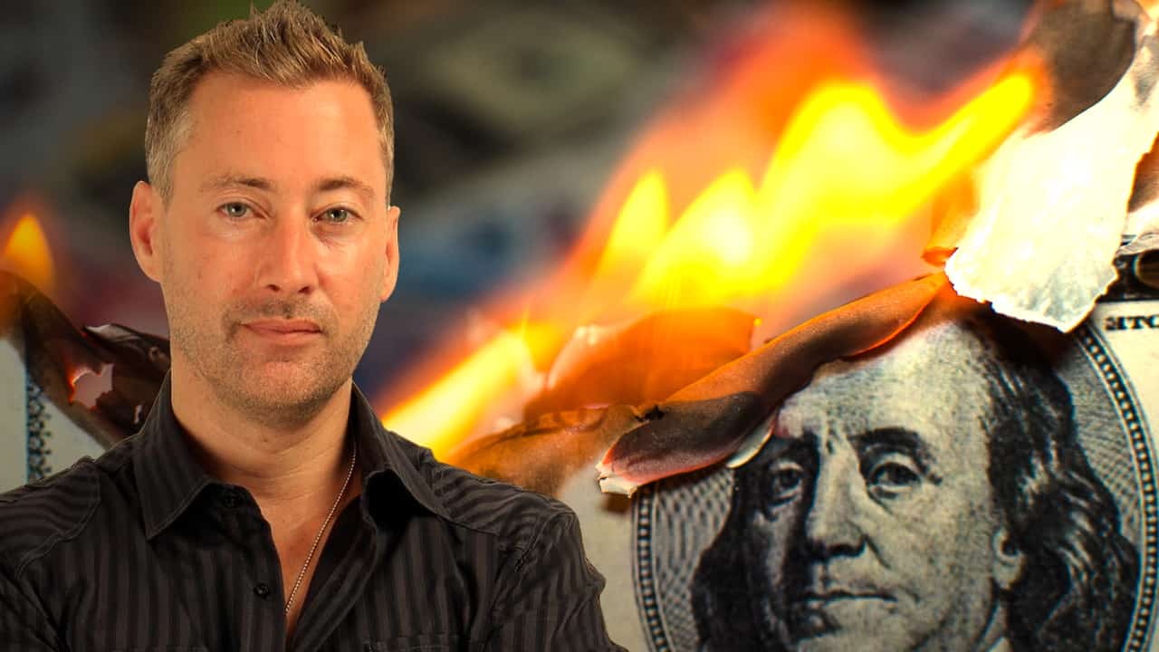 Dollar vigillante dólar queimando de fundo