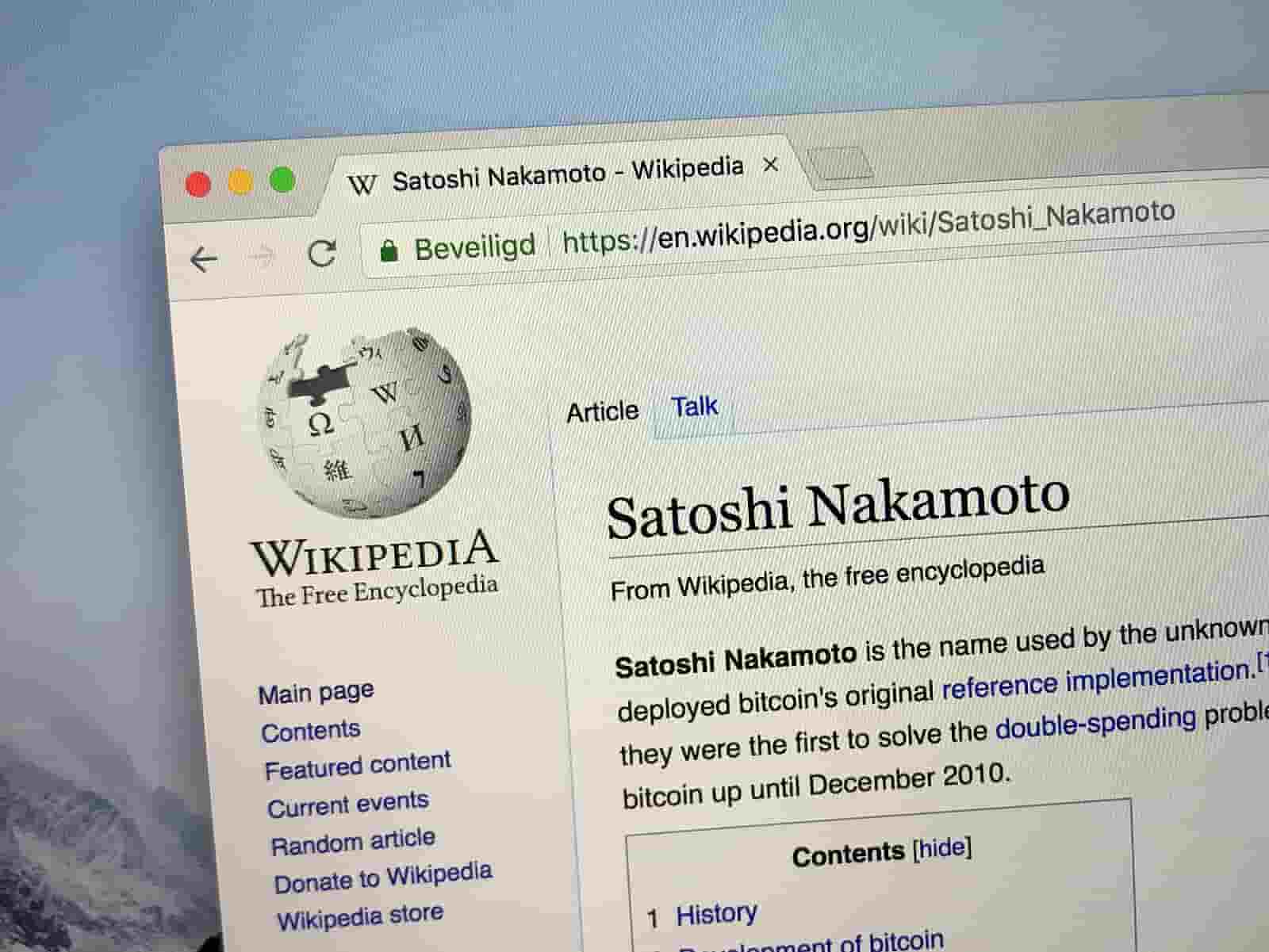 Satoshi Nakamoto página na Wiki