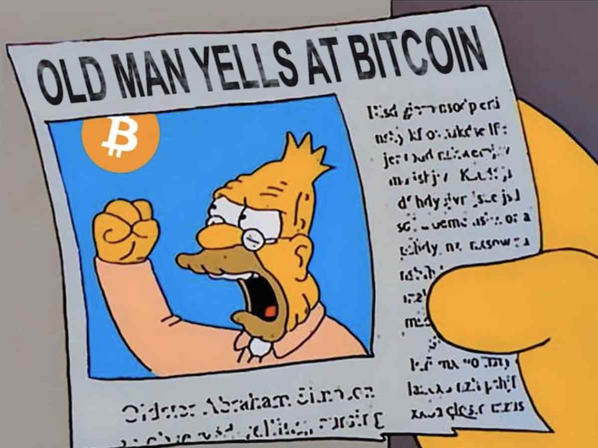 Homens velhos gritam com o Bitcoin