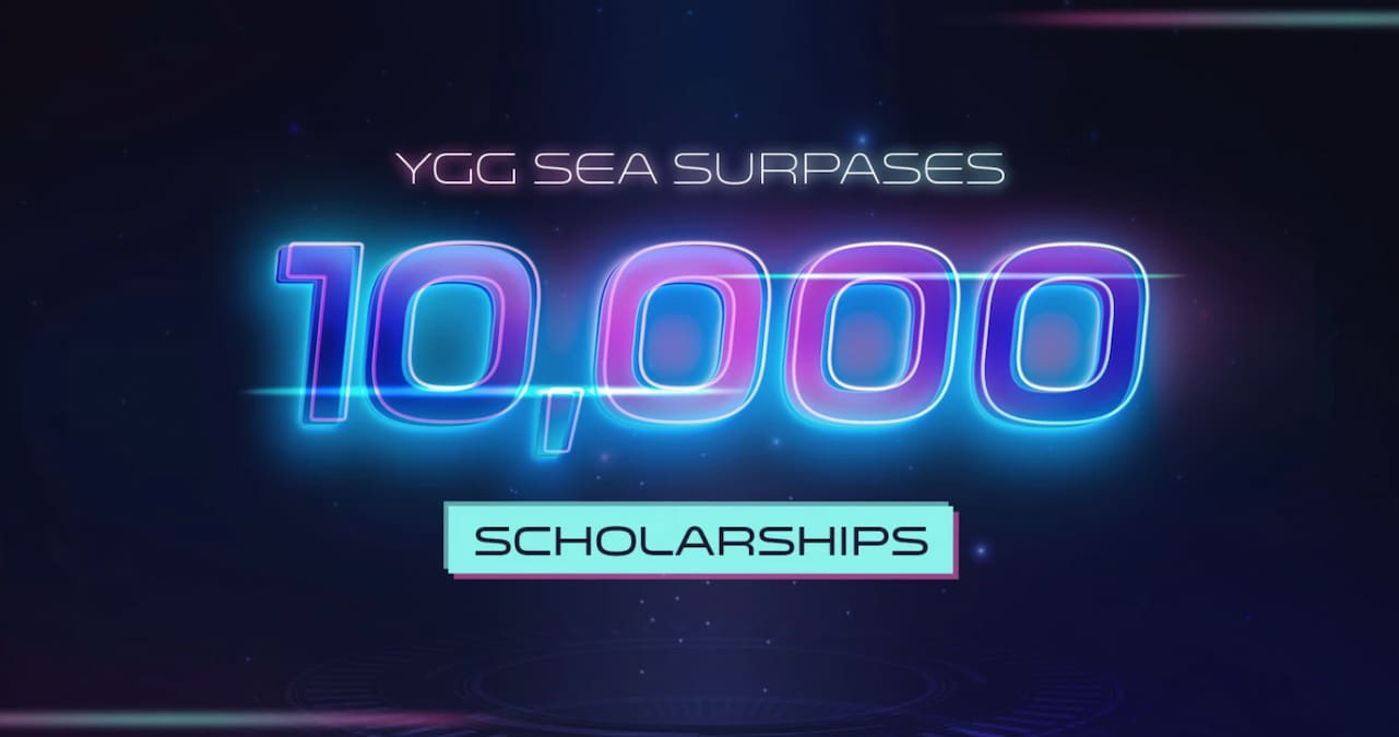 Fundo futurista e texto: YGG SEA ultrapassou 10 mil estudantes
