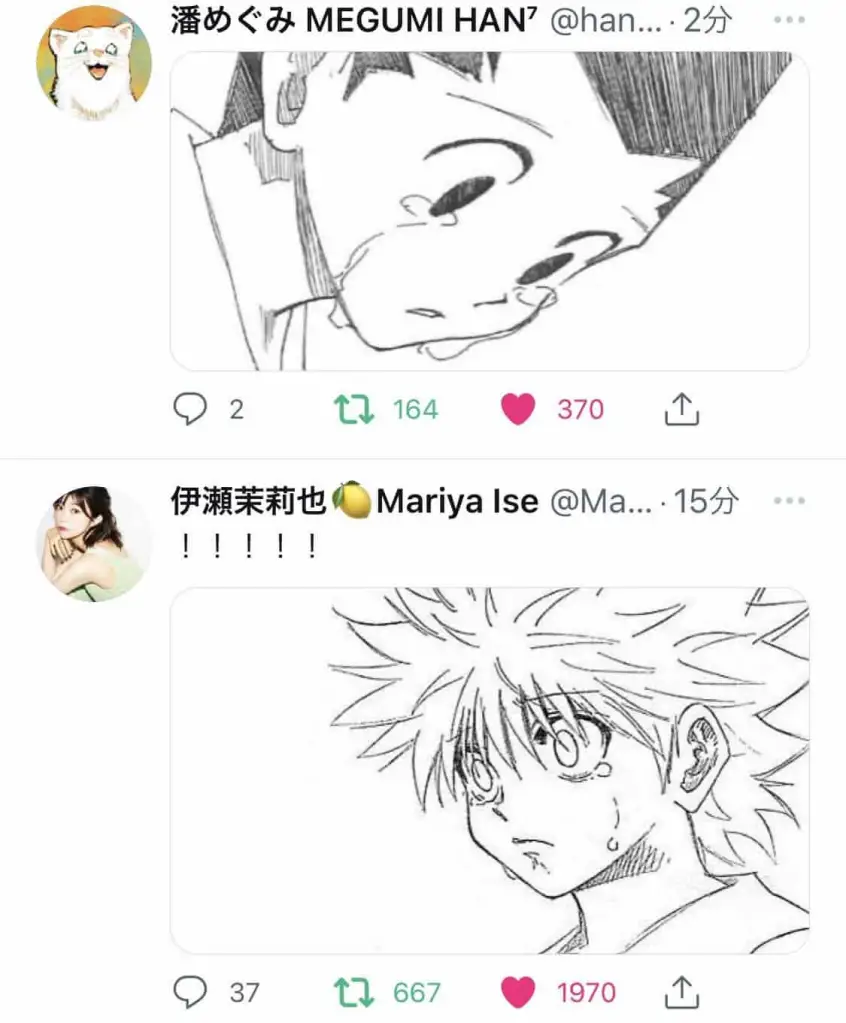 tweet das dubladoras de gon e killua, hunter x hunter