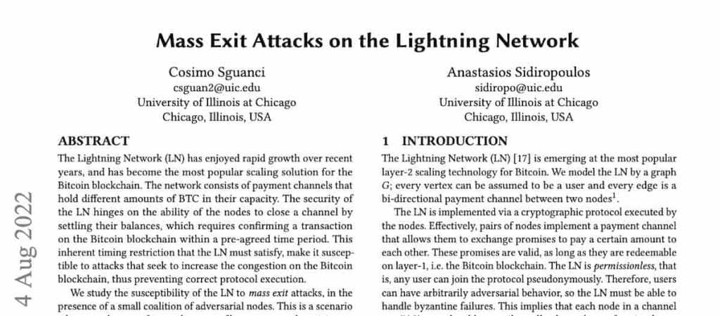 Artigo acadêmico que estuda e explica falhas de segurança na lightning network