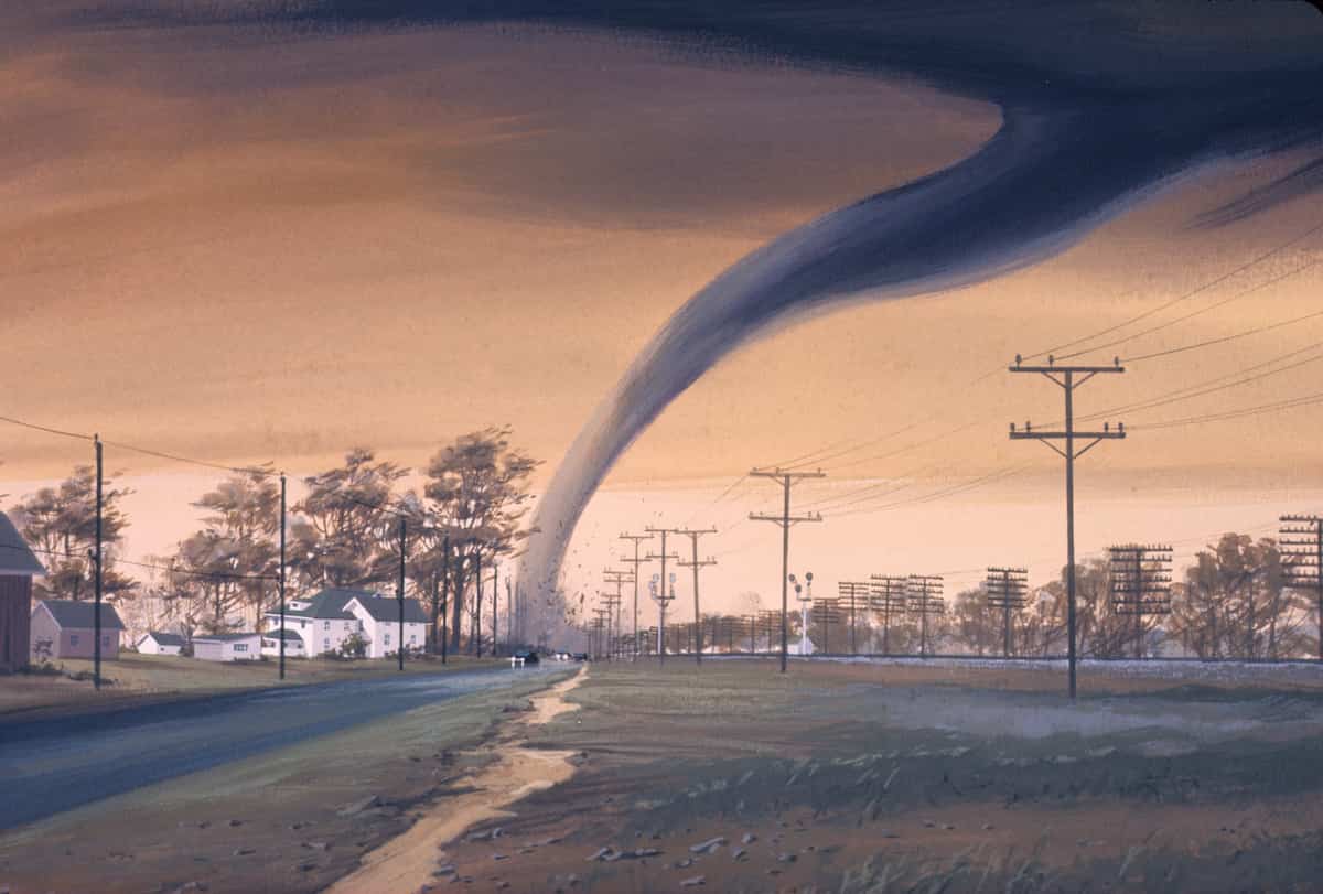 Pintura de tornado e terremoto