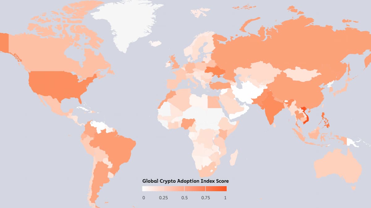 Adoção Cripto no Mundo (mapa)