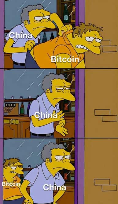 Meme de China con Bitcoin de los Simpson