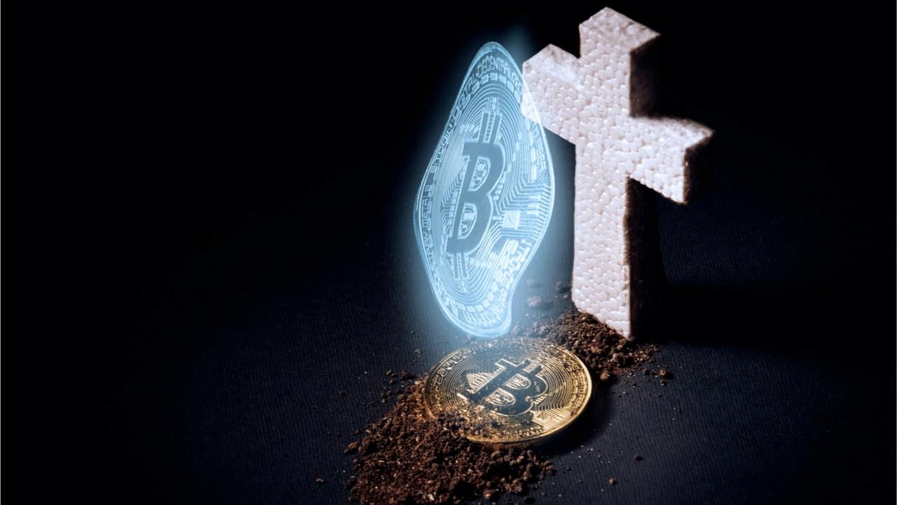 espírito do bitcoin saindo da moeda