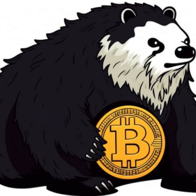 Texugo do mel segurando bitcoin
