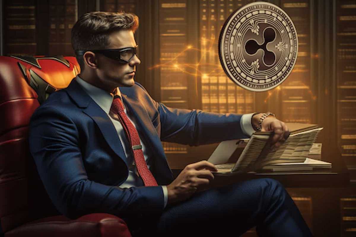 Homem de máscara com o logo da ripple xrp