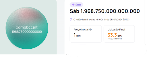 Primeiro leilão ‘Epic Sat’ foi vendido por mais de R$ 10 milhões na CoinEx