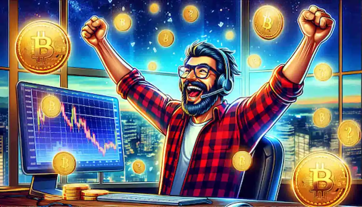 Investidor comemorando.