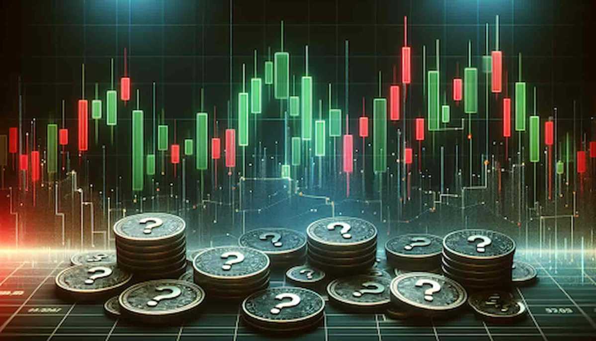 Moedas e gráfico atrás