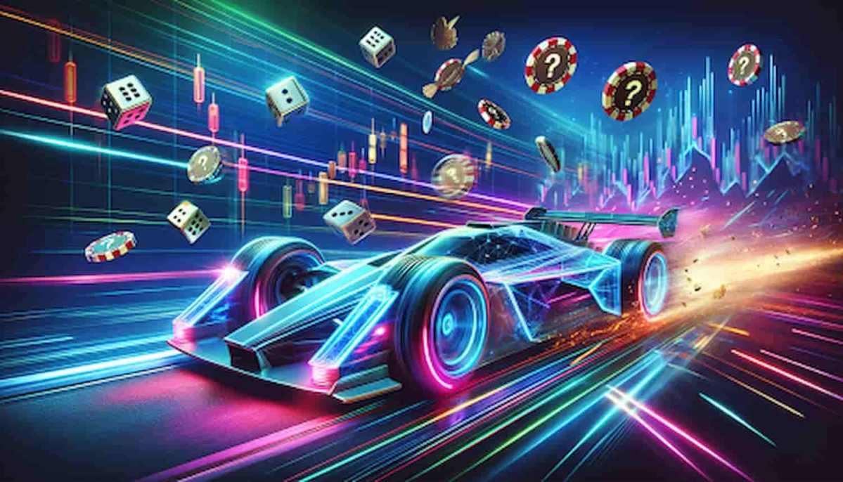 Carro de corrida com elementos de cassino.
