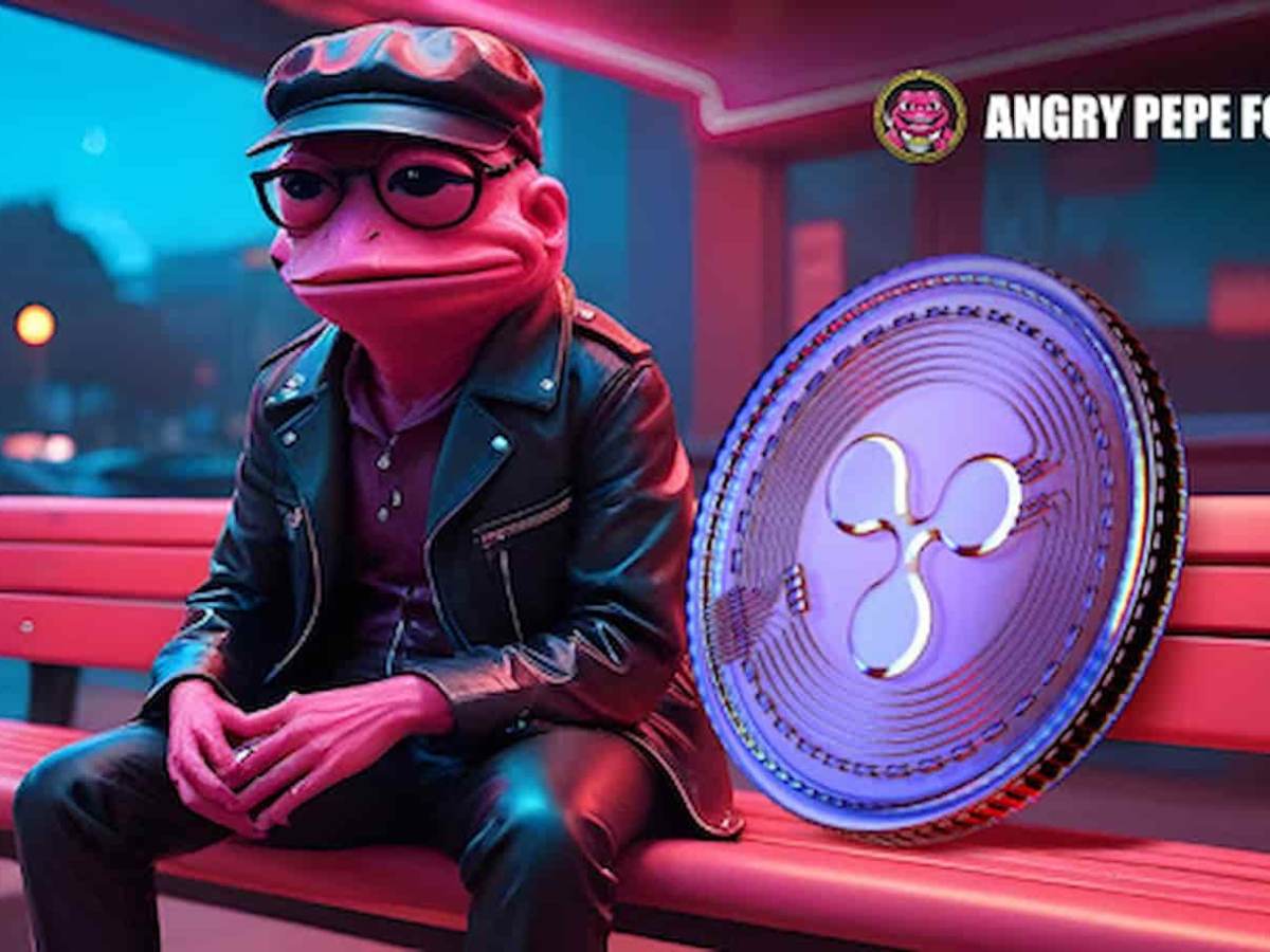 Angry Pepe Fork personificado sentado.