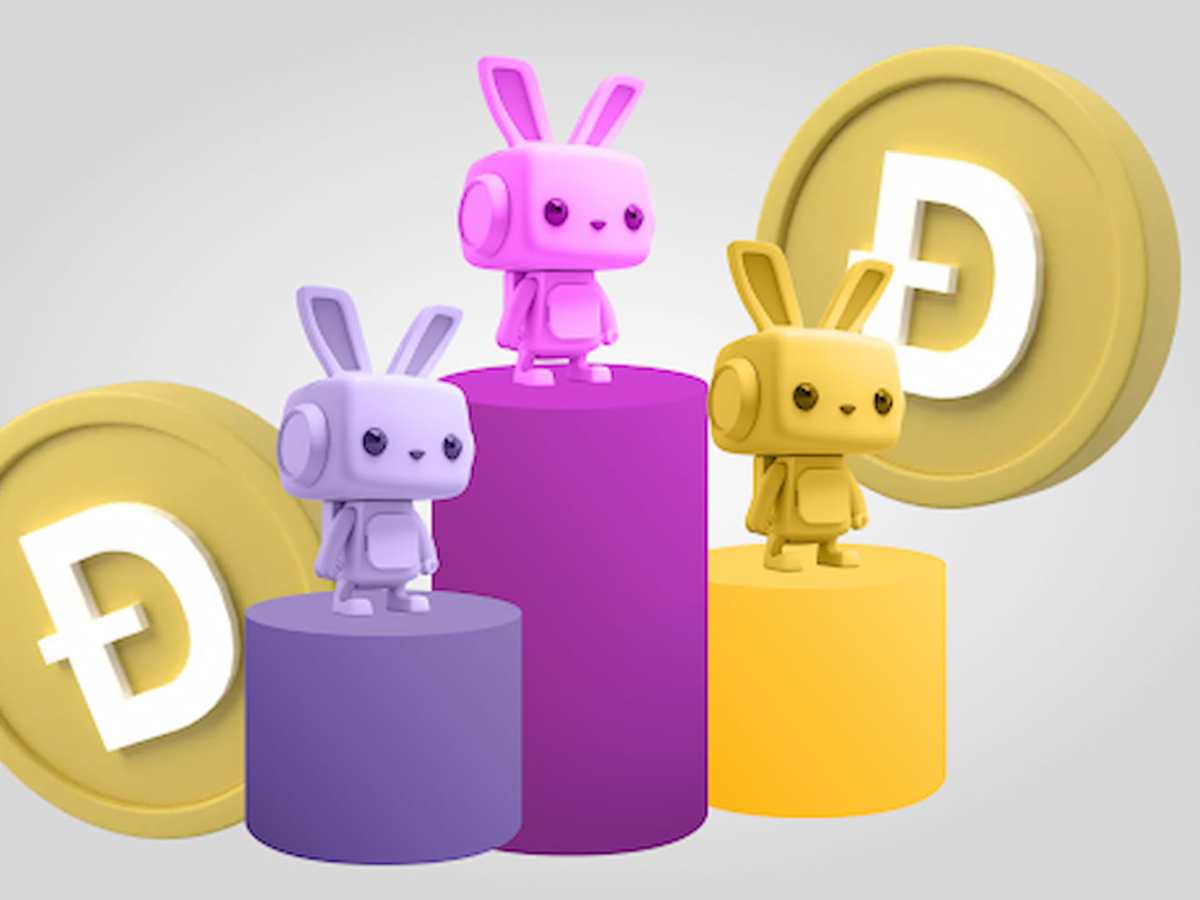 Três coelhos em podios.