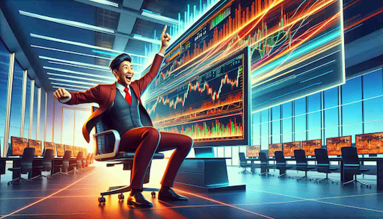 Investidor alegra com gráficos em alta.