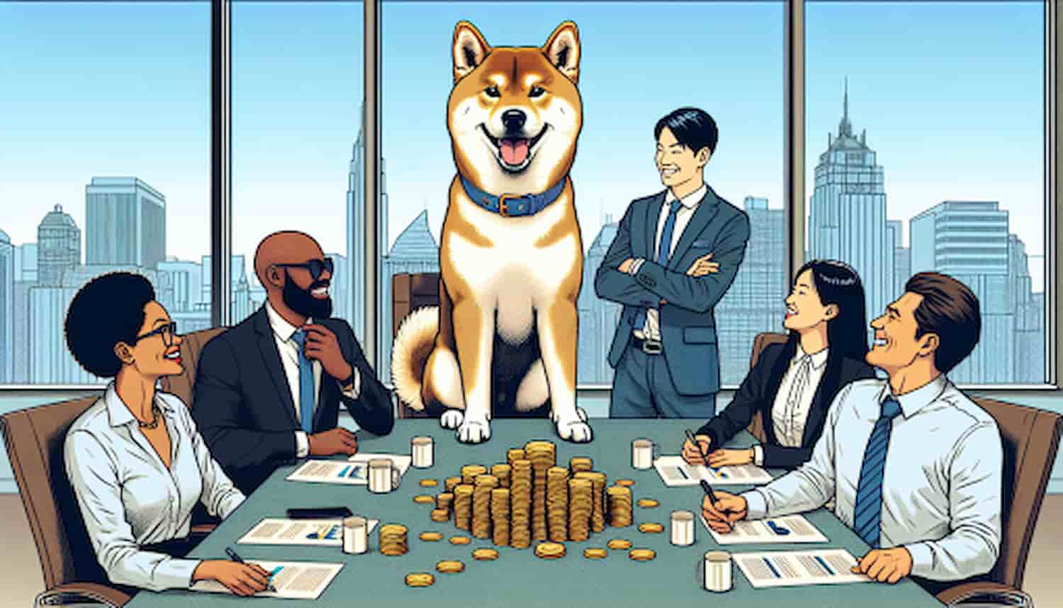 Reunião entre empresários e Doge coin.