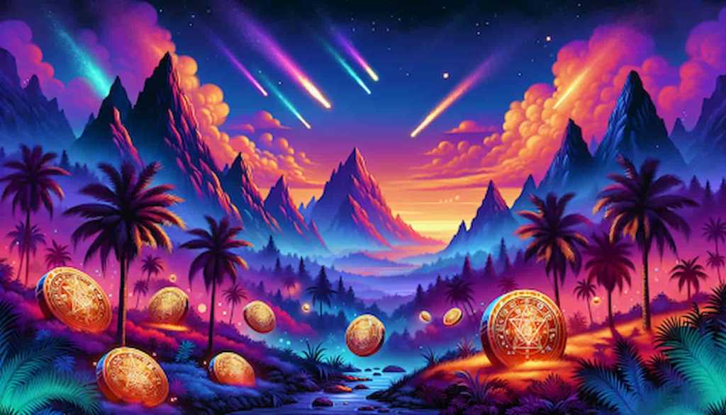 Planeta jurássico e moedas como dinossauros.