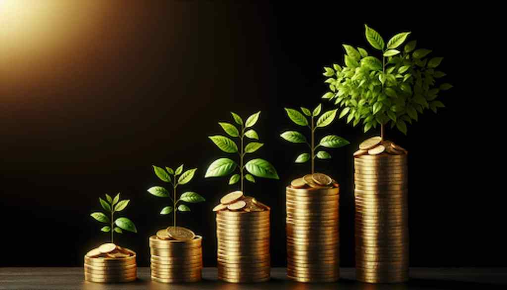 Pilhas de moedas como mudas