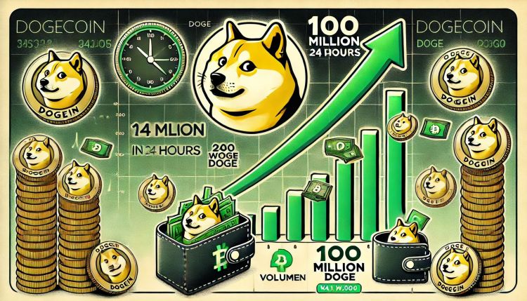 Baleias de Dogecoin compram 100 milhões de DOGE em 24 horas – Sinais de demanda indicam confiança crescente. 