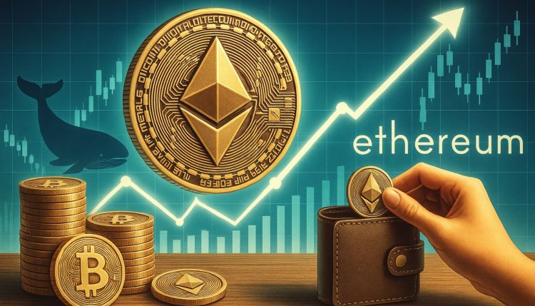 Baleia de Ethereum acumula: $422 milhões em ETH comprados em menos de um mês. 