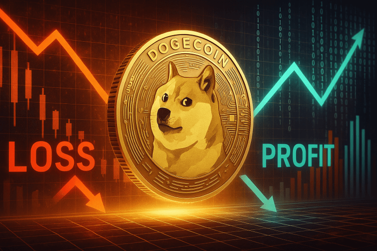 Dogecoin Sob Pressão: Única Moeda do Top 10 Onde as Perdas Superam os Lucros 