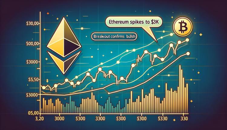 Ethereum dispara para $3K — Rompimento confirma tendência de alta. 