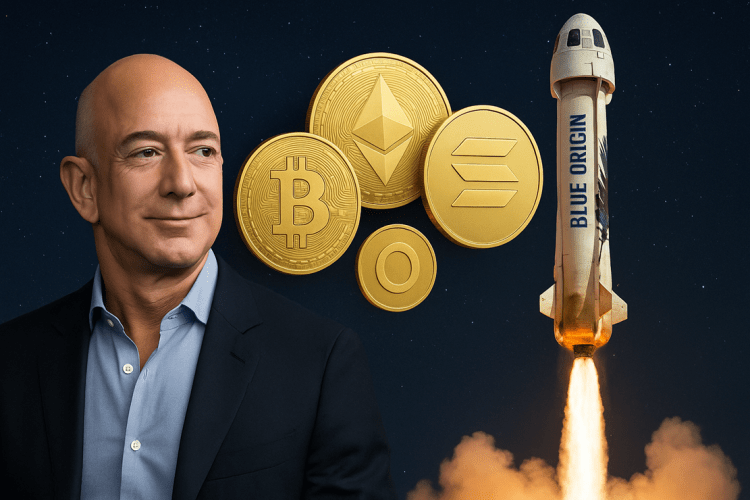 Agora a Blue Origin de Jeff Bezos aceita Bitcoin, ETH e SOL para voos espaciais. 