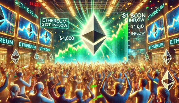Ethereum recupera $4.600 com uma entrada sem precedentes de $1 bilhão em ETF à vista. 