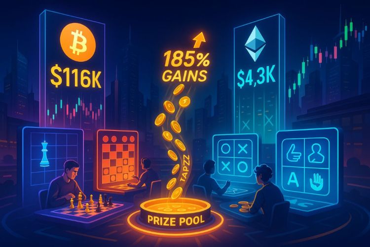 À medida que $BTC e $ETH sobem, $TAPZI oferece potencial de retorno de 185%. 