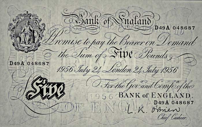 Exemplo de um Certificado de Depósito de Ouro do Banco da Inglaterra.